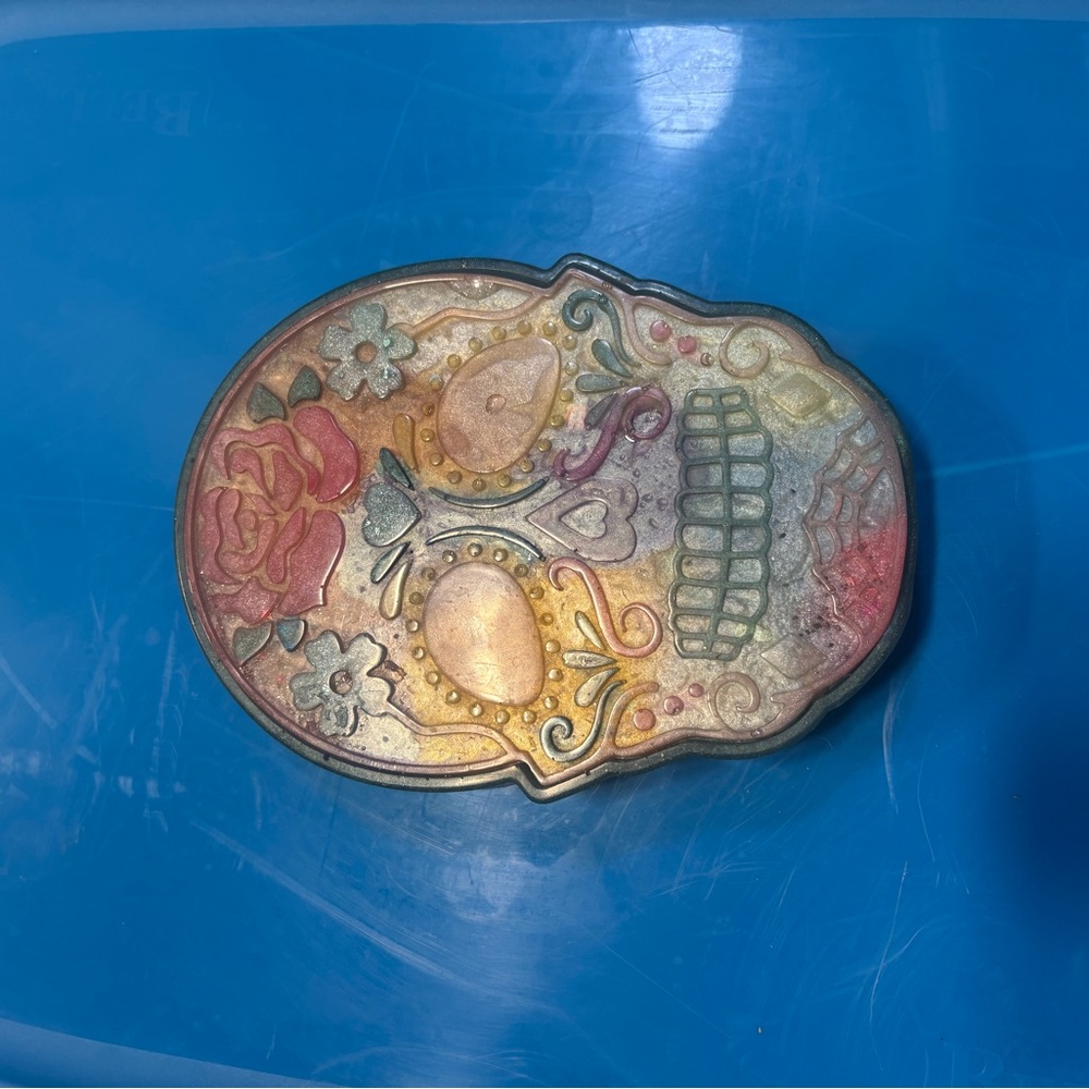 Homemade resin Colorful Sugar Skull Art trinket box